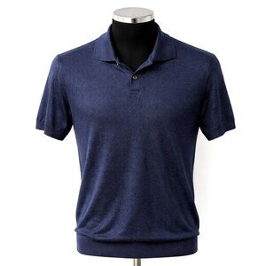 Y2K D&G Dolce & Gabbana Shimmer Fine Ribbed Knit Polo Sweater Italy ITTIERRE ML